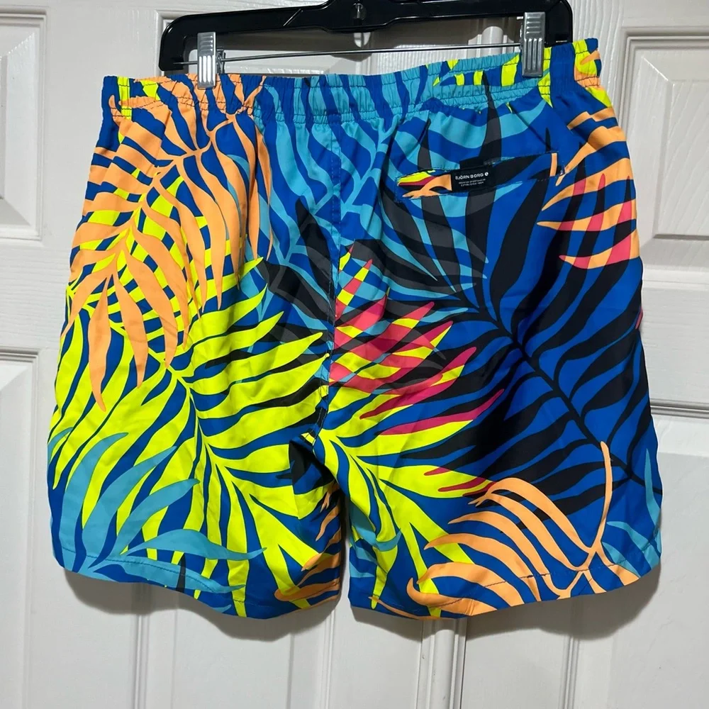 Bjorn Borg Palm Print Colorful Men's Swim Surf Board‎ Pool Shorts Pockets XL